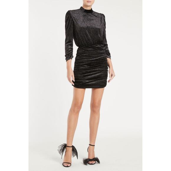 REBECCA VALLANCE MOON RIVER MINI DRESS - BLACK/METALLIC size 6 - Picture 1 of 14